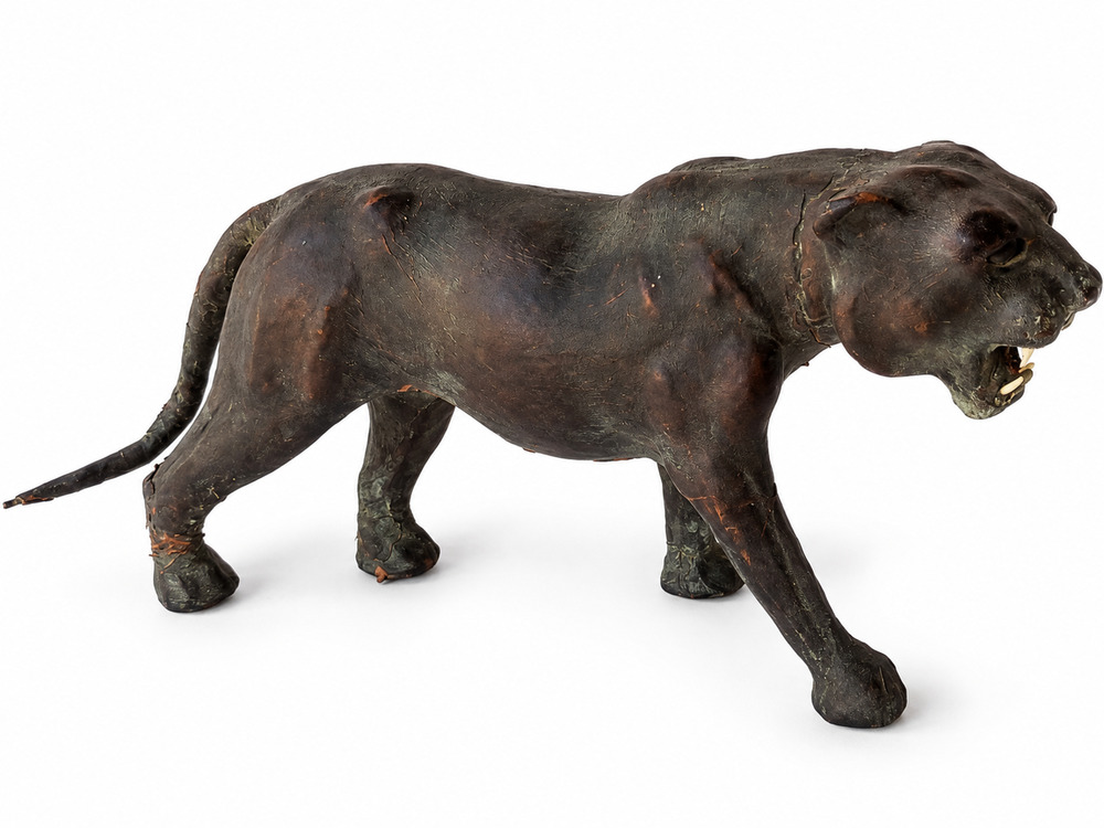 Black Panther Big Cat Figurine Sculpture Rustic Animal Decor 14"